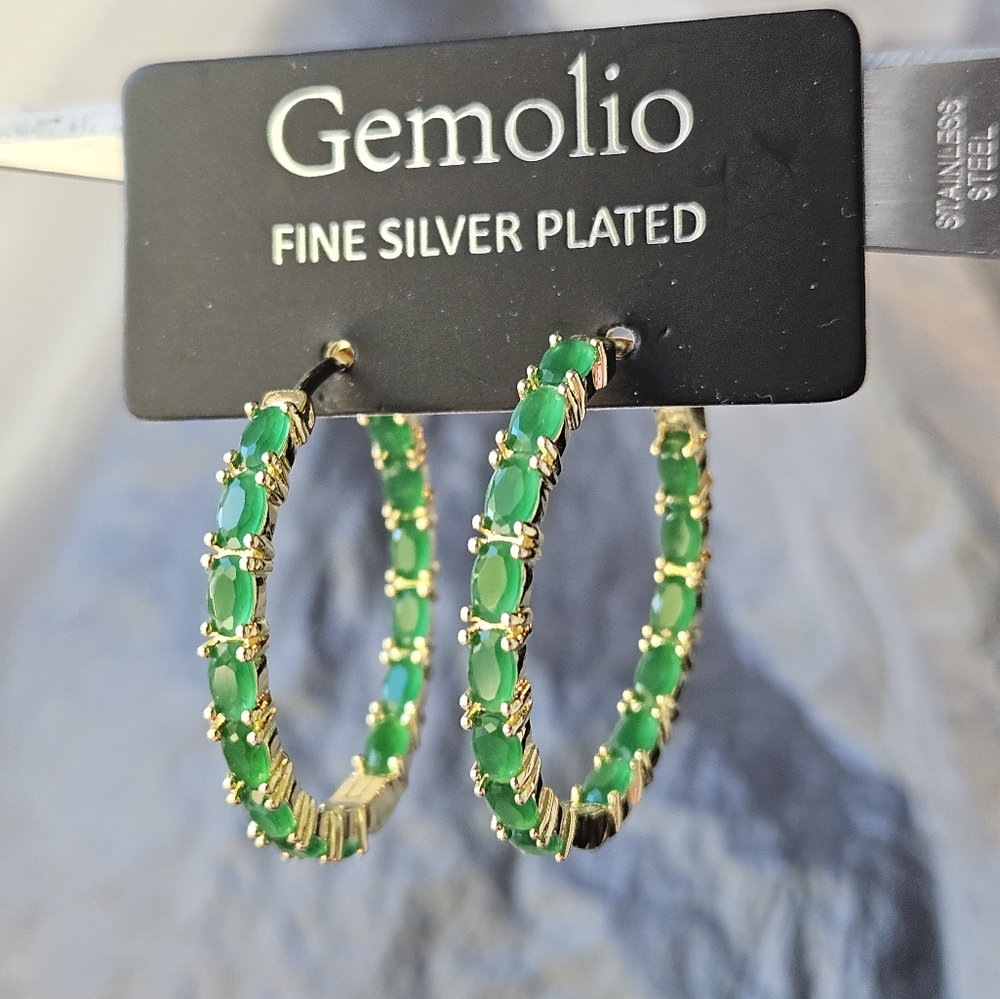 Gemolio Fine Silver Plated Hoop Earrings
